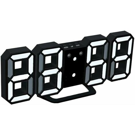 3D LED Digital Alarm Clock with 3 Adjustable Brightness Levels Dimmable Nightlight Snooze Function for Home Kitchen Office - Black (1/5)