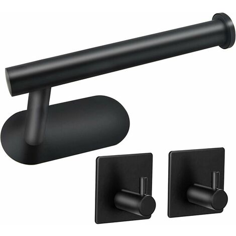 Set of 3 Stainless Steel No Drill Towel Bars - Ideal for Bathroom, Toilet, Kitchen - Black (1/5)