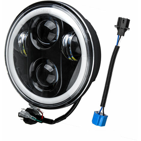 Round LED Halo DRL Headlight Headlamp For Harley Davidson Dyna
