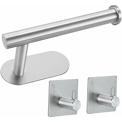 Set of 3 Toilet Paper Towel Holders - No Drilling - Stainless Steel - Ideal for Bathroom, Toilet, Kitchen - Silver (1/5)