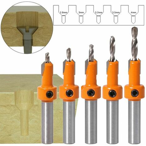 5pcs Carbide Tip 8mm Shank HSS Woodworking Milling Machine Router Bit Set Screw Extractor Remon Demolition For Woodworking Milling Cutter (1/5)