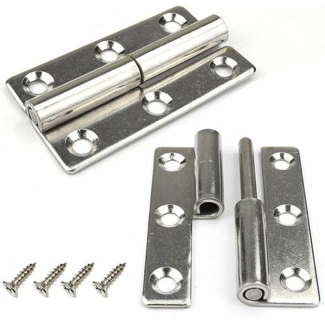 4 Pack Lift Up Door Hinges, 2.5 Heavy Duty Removable 304 Stainless Steel Door Hinges for Interior and Exterior Doors（Right Handed）