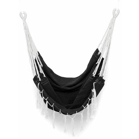 Hammock Swing Chair Portable Hammock Outdoor Garden BLACK 130x100CM (1/5)