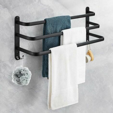 Aluminum Wall Mounted Towel Rack, 3 Tier Towel Rack Bathroom Towel Shelf with Hooks, Waterproof - for Bathroom, Kitchen, Bathroom (1/5)