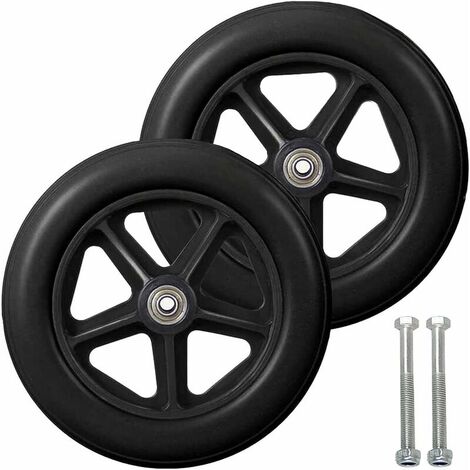 8 Inch Front Caster, 2pcs Wheelchair Replacement Wheels, Non-Slip Solid Tire, 190mm Gray in Black, Wheels for Wheelchairs, Rollators, Walkers（Black）