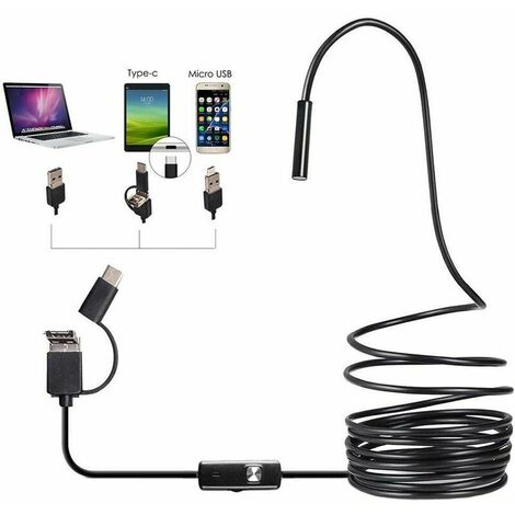 3 in1 Type-C USB Inspection Camera for Industrial Endoscope, Waterproof HD Borescope With 6 Adjustable bright LED Lights, Tube Sink Drain Pipe Camera for Windows, Phone(size:10m) (1/5)