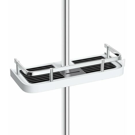 Bathroom Shower Shelf, homeasy Square Bathroom Shower Storage No Drilling Shower Caddy Hanging Shower Holder for Shampoo Shower Tidy Hanging with Buckle and Shower Head Hook Suit 19mm-25mm Shower Rail