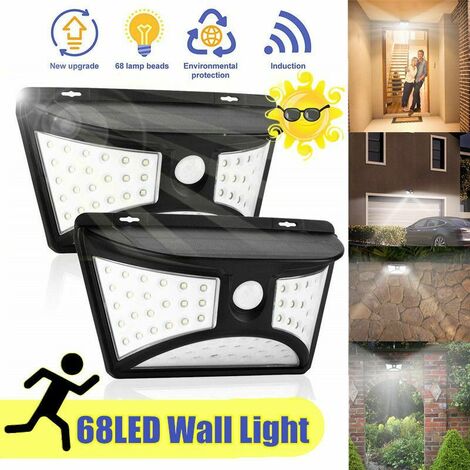 Lot 2pcs 68 LED Solar Outdoor Wall Light Motion Detector 500LM 2200mah (1/4)