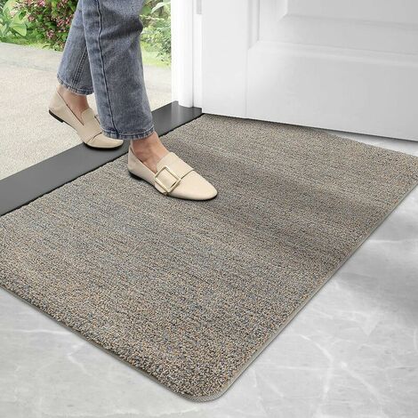 Dirt Trapper Door Mat,Non-slip Barrier Mats for Indoor and Outdoor,Super Absorbent Entrance Rug Machine Washable Soft Floor Mat Carpet(Brown-Blue,50 x 80 cm) (1/5)