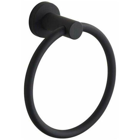 Wall Mounted 304 Stainless Steel Rubber Towel Ring for Bathroom Black (1/5)