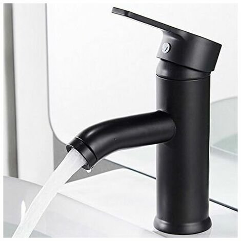 Matte Black Faucet Copper Bathroom Sink Mixer Tap Matte Hot Cold Water Basin Sleek faucets and retro design Single hole lever faucet Durable basin (1/4)