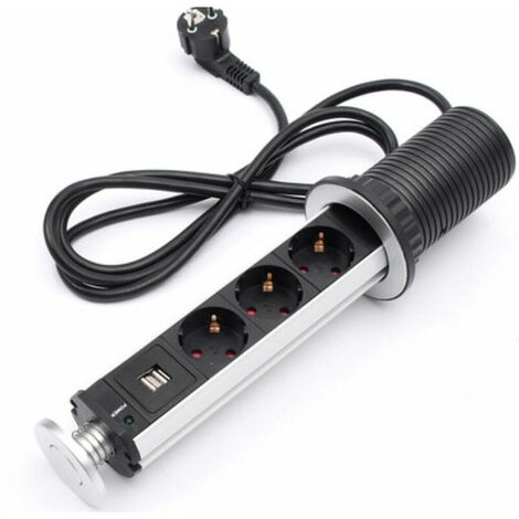 Electric Power Outlet for Worktop, Desk, Emerging Pedestal,Desktop USB Outlet Hidden Desk Socket European Standard (3 Outlets) (1/3)