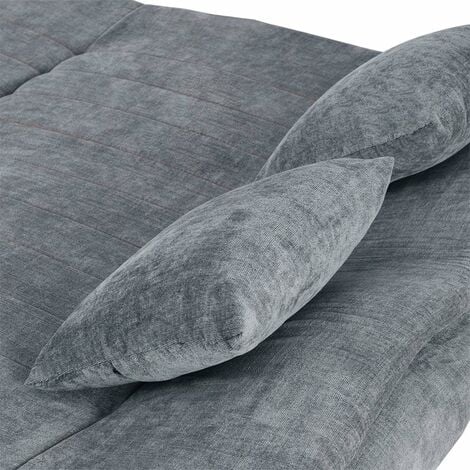 Sofa Bed Double Grey Linen Fabric 3 Seater Recliner Sofa 188cm Spring Corner Couch Lounge Sofa Bed with Two Cushions for Living Room Bedroom Home Office Furniture (Grey)