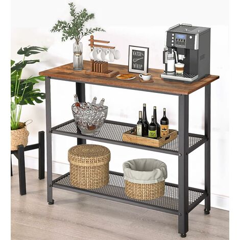 Table de canapé Console, Table de Couloir à 3 étages avec étagères de Rangement, Table d'extrémité d'entrée Vintage Industrielle, Table de Bar étroite pour Couloir et Salon (1/5)