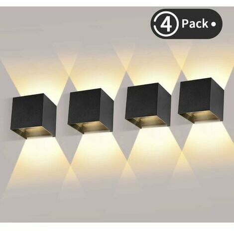 4 Pièces Applique Murale LED Exterieur 12W, design étanche IP65, noir élégant (1/5)