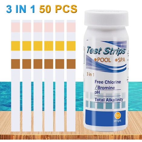 Bandelettes de test de dureté d'eau-Kit rapide et facile avec 50 bandelettes (0-425 ppm)-Test de dureté totale (calcium et magnésium)-Idéal pour adoucisseurs, lave-vaisselle, puits, spa et piscine (1/5)