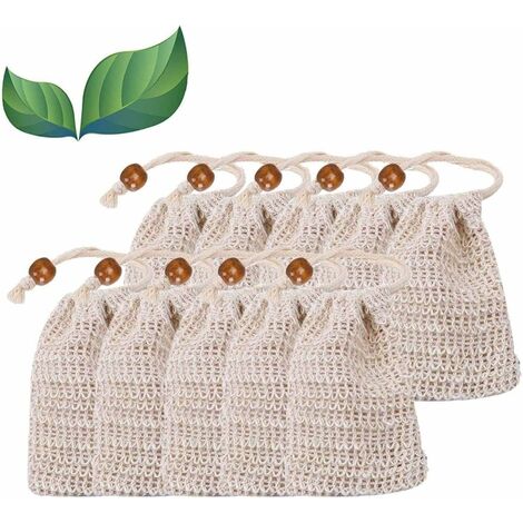 Soap Bags 10 Sachets de savon naturel avec poche de rangement pour savon moussant pour savon moussant, séchant, exfoliant, massage (1/4)
