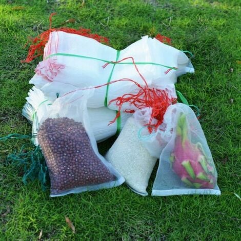Set of 100 Anti-Insect Net Bags, Nylon Garden Protection Net, Reusable Fruit and Plant Protection Bag, Anti-Bird Grape Bag with Drawstring (15 x 10cm (100