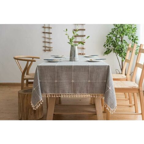 Square Cotton and Linen Tablecloth Cotton and Linen, Cotton blend, gray, 110110cm (1/5)