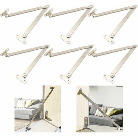 3 Pair Folding Cupboard Door Hinge, Stainless Steel Cabinet Furniture Door Support Hinge, Flap Hinges, for Cabinet Support, Kitchen Cabinets, Wardrobe(Silver) (1/5)