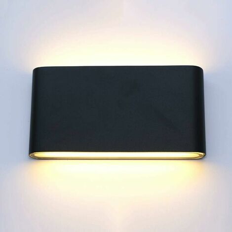 12W LED Outdoor Wall Lamp Waterproof Aluminum Wall Lights Porch Garden Corridor Wall Sconce Indoor Wall Light Warm White 3000K (Black) [Energy Class A+] (1/5)