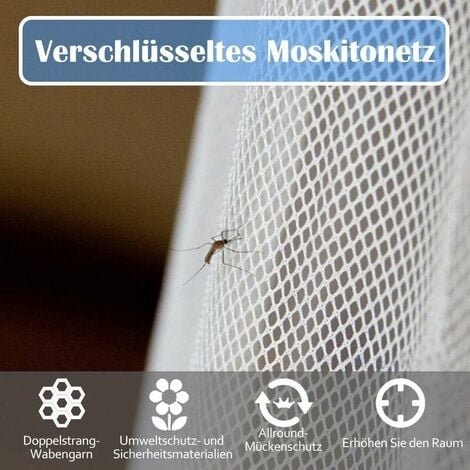 Mosquito Net for Single and Double Beds, Large Bed Mosquito Net, Indoor and Outdoor Canopy Mosquito Net, Carrying Bag, Quick and Easy Installation White 1.5 m x 2.2 m