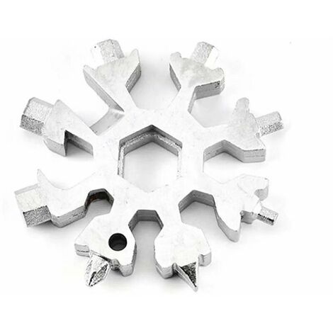 18 in 1 Snowflake Multifunction Tool Almighty Tool - Snowflake Shaped Screwdriver / Bottle Opener / Keychain (Silver) (1/5)