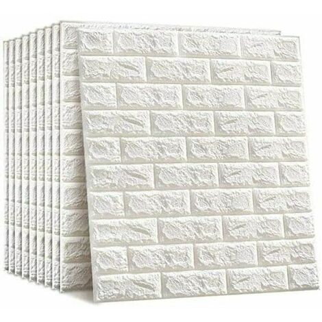 3D Wall Panels Self-Adhesive Stone Look Wallpaper 77 x 70cm Waterproof Brick Wall Tattoo PVC Compact DIY Soft Foam Panel Brick Anti-Collision Wall Stickers 10pcs