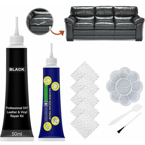 Sofa Cover, Car Leather Repair, Leather Renovator, Leather Repair Kit for Cracks and Holes in Furniture, Sofas, Car Seats, Scratches and Cracks Repair - (50ml Black)