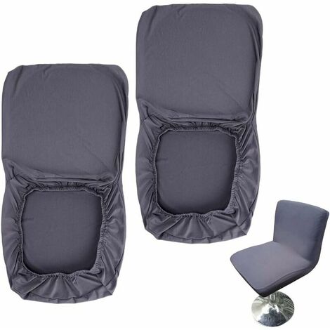 Bar Stool Slipcovers Dark Gray with Stretch Back Cover for Short Swivel Dining Chair Set of 2 (1/5)