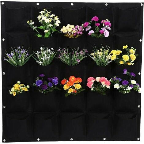Vertical Wall Garden Planter, 25 Pockets Outdoor Garden Vertical Planting Bag Wall Hanging Flower Growing Container Felt Fabric Planter Bags for Garden Indoor Outdoor (1/5)
