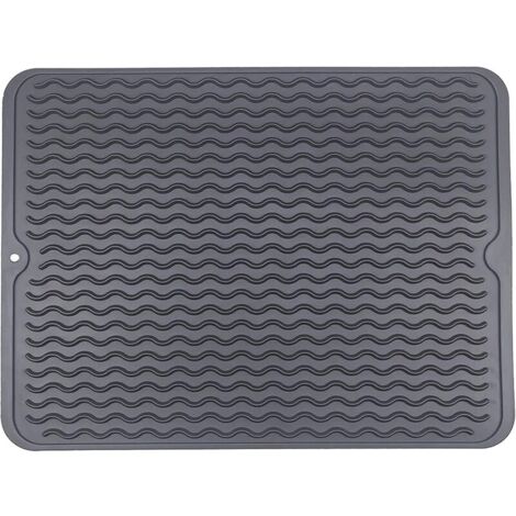 Kitchen Drying Mat, Dish Drainer Mat, Eco-co.ukiendly Silicone Drying Mat, Heat Resistant, Non-slip and Dishwasher Safe 40x30cm