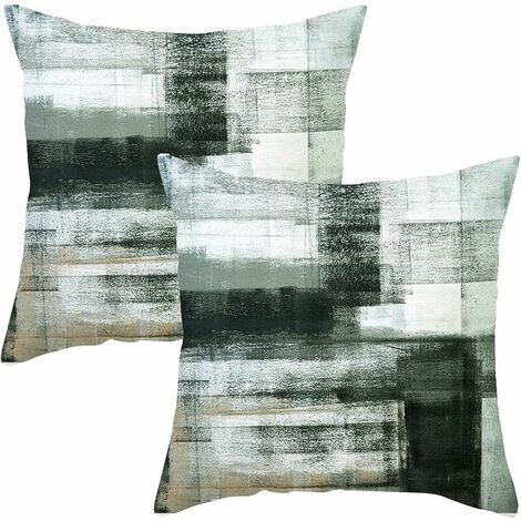 Throw Pillow Covers 4545cm (excluding pillow core) Set of 2 Grey Black Green and White Modern Abstract Art Decorative Cushion Cover Case for Couch Bedroom Sofa Living Room (1/5)