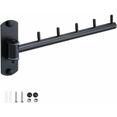 Folding Wall Mounted Coat Hanger Clothes Hook Stainless Steel Swing Arm Holder Clothing Hanging System with 5 Hooks Space Saving Clothing Organizer Used for Bedrooms Laundry Rooms Bathroom