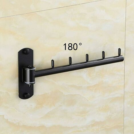 Folding Wall Mounted Coat Hanger Clothes Hook Stainless Steel Swing Arm Holder Clothing Hanging System with 5 Hooks Space Saving Clothing Organizer Used for Bedrooms Laundry Rooms Bathroom