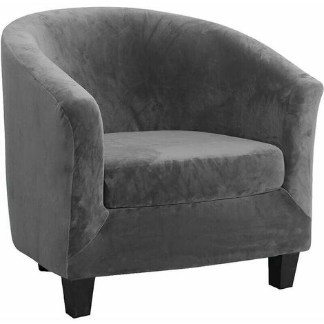 Stretch Armchair Slipcover Velvet Tub Chair Sofa Slipcover Washable Chair Covers Armchair Protector - Beige (Gray)