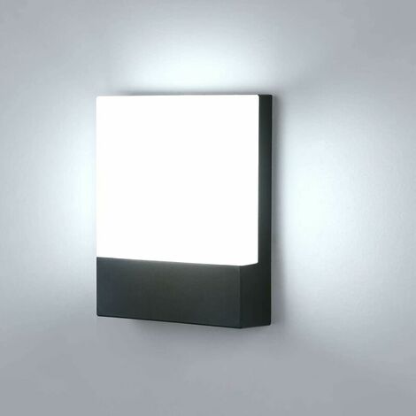 12W Outdoor Wall Light IP65 Waterproof Outside Wall Lights Black Exterior Wall Sconce Light for Garden Patio Balcony Courtyard Gate Mains Powered Outdoor Metal Wall Lamp - Square Cold White [Energy Cl