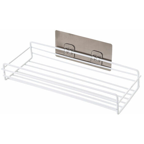 Wall Mounted Bathroom Shelves, Floating Shelves, White, Adhesive Shelf, Wall Storage Shelves, Punch Free Shelf for Kitchen, Bathroom, Living Room, Bedroom, Office, Library
