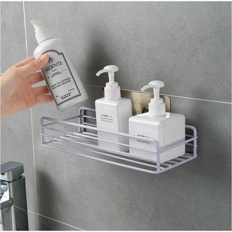 Wall Mounted Bathroom Shelves, Floating Shelves, White, Adhesive Shelf, Wall Storage Shelves, Punch Free Shelf for Kitchen, Bathroom, Living Room, Bedroom, Office, Library
