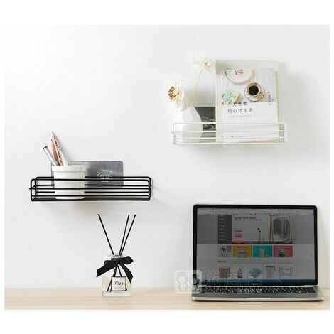 Wall Mounted Bathroom Shelves, Floating Shelves, White, Adhesive Shelf, Wall Storage Shelves, Punch Free Shelf for Kitchen, Bathroom, Living Room, Bedroom, Office, Library