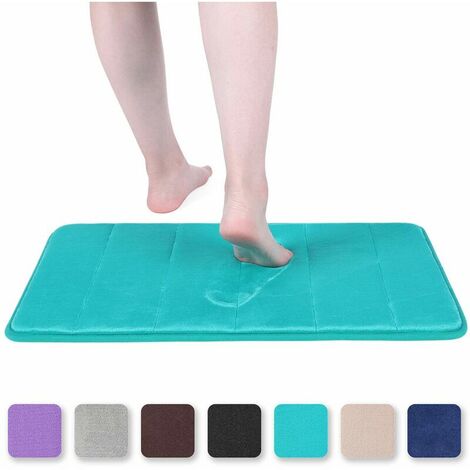 Memory Foam Bath Mat Absorbent Non-Slip Bath Mat Washable Bath Mat - 40 x 60cm, Peacock Green