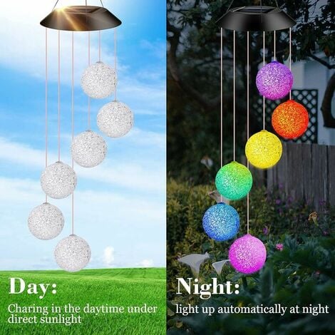 Solar  Wind Chimes, Colour Changing Mobile Spinner, Outdoor Garden Wind Chime,Garden Décor Gifts for Mom Women Mothers Day Christmas Unique Gifts.Particle ball