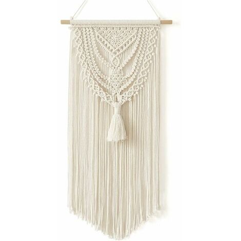 Macrame Wall Hanging Tapestry Woven Home Decor Handmade Cotton Boho Room Decor - Beige (1/5)