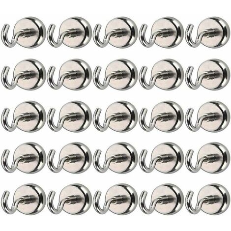 Lot of 25 Magnetic Hook Hook Neodymium Magnets Attraction force of 8 kg (1/5)