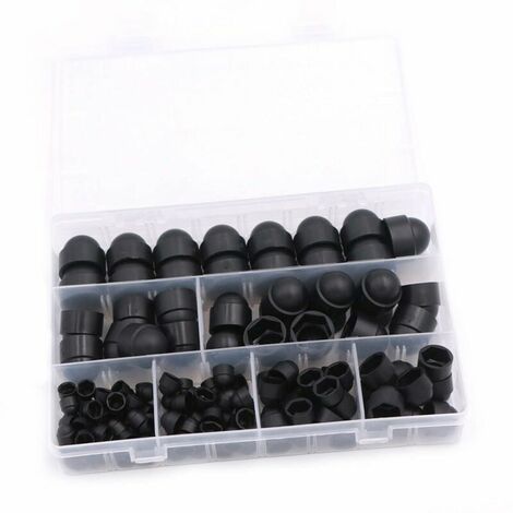 145 Pieces Screw Cover Protective Nut, Dome Nut Kit Protective Caps Dome Bolt Nut Cover 6 Sizes M4 M5 M6 M8 M10 M12 With Box For Machinery, Furniture And Vehicles (Black) (1/5)