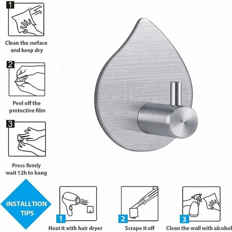 Towel Hook Self Adhesive Bathrobe Hook Towel Hook Stainless Steel Bathrobe for Kitchen Bathroom Living Room Hanging Towels Clothes & Toiletries