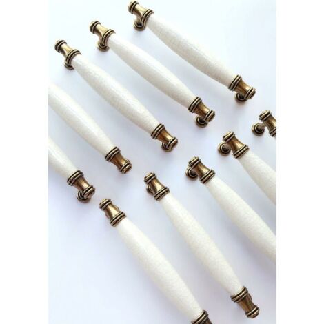 10 x Ceramic Furniture Handle Tube Bar Handle, Furniture Door Stick Handle, Kitchen Cabinet Door Bar Handle with Screws Hole Distance 128MM (1/5)