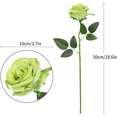Artificial Silk Rose Flowers Single Stem Realistic Fake Rose for ...
