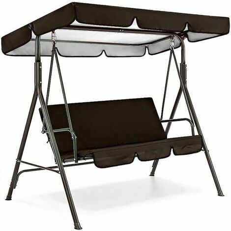 Canvas Swing, 210D Outdoor Swing Waterproof Cover, Replaceable Swing Roof (Top Swing Cover), Suitable for Garden-Black190  132  15cm (1/5)