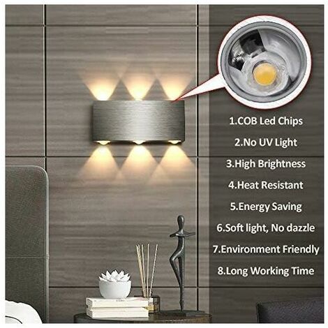 LED Wall Light 18W Indoor Wall Lamp Modern Square Up Down Aluminum Lighting Decoration Light for Bedroom Office Bed Hallway Living Room Hotel Bar Warm White [Energy Class A ++]